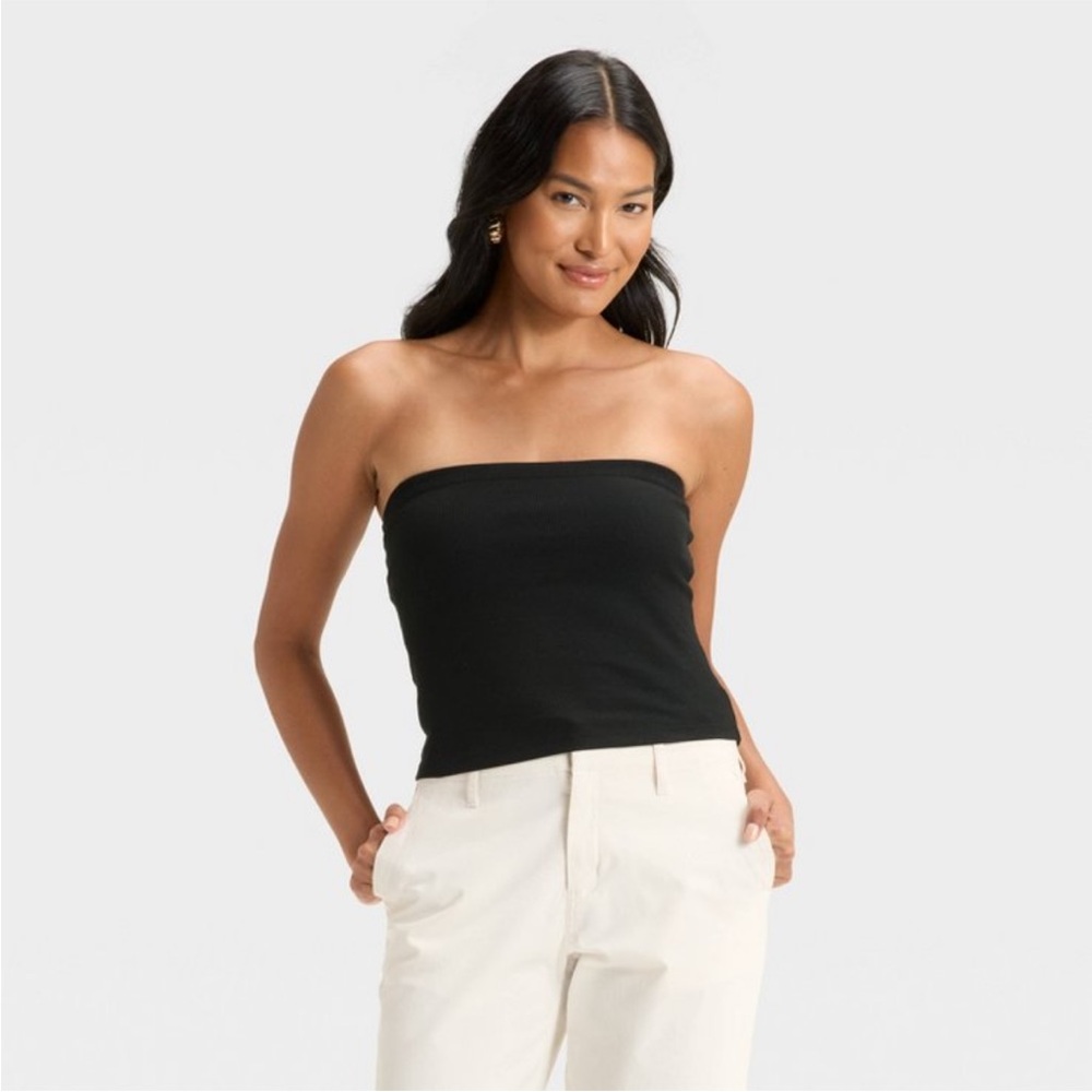 Black Strapless Tube Top Women's Top